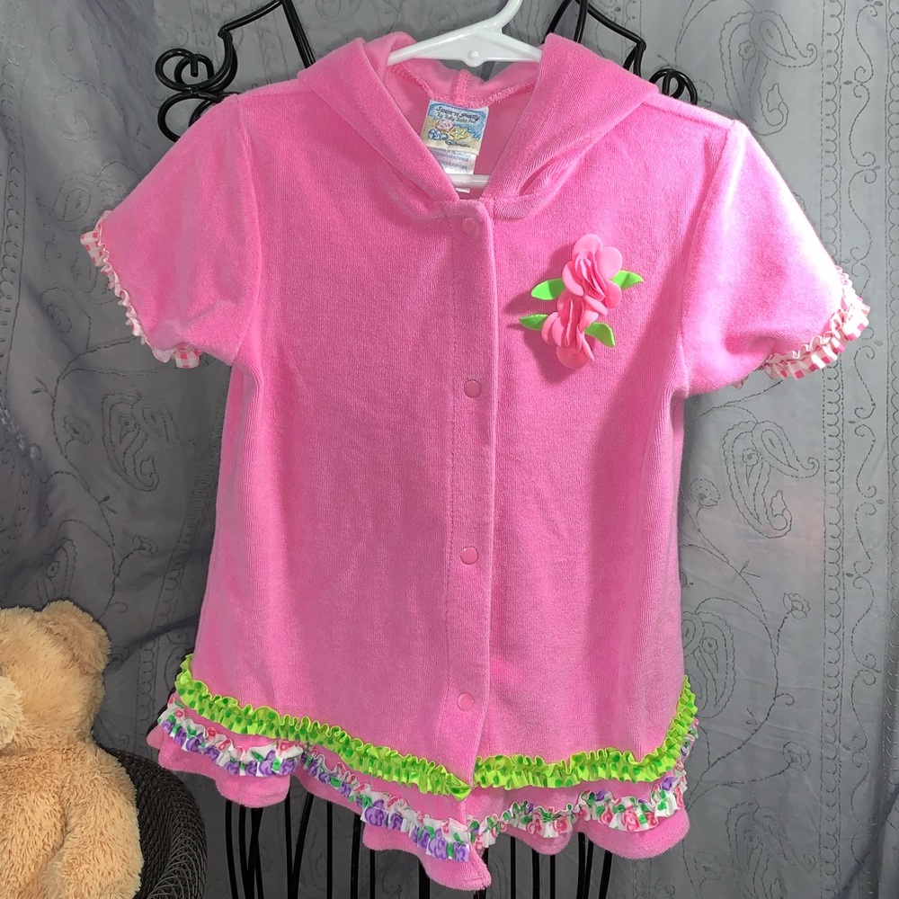 Swim’n Pretty by Baby Buns Coverup Hooded Terrycloth Swim with Ruffled Trim